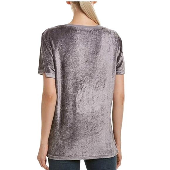Michael stars velvet galvanized gray slouchy v neck short sleeve blouse small - Picture 2 of 10
